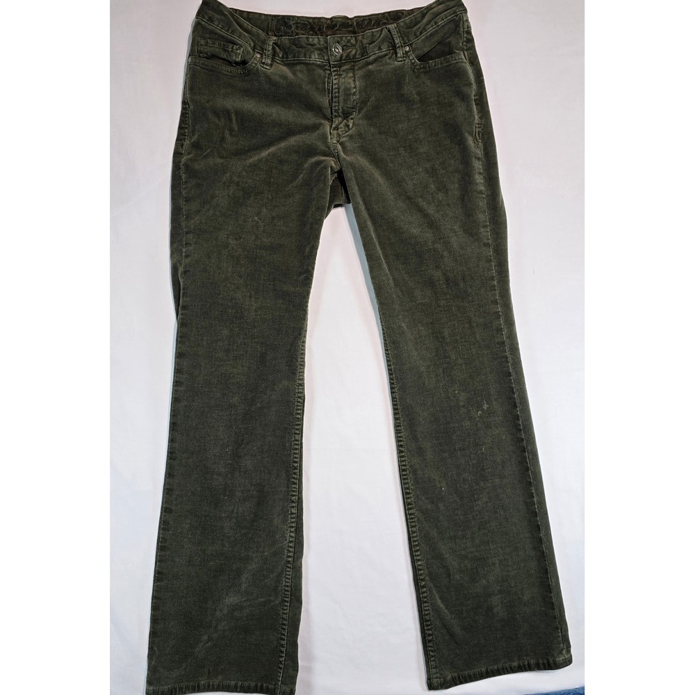 Christopher Blue Olive Green Corduroy Straight Leg Pants Womens Size 12 Stretch